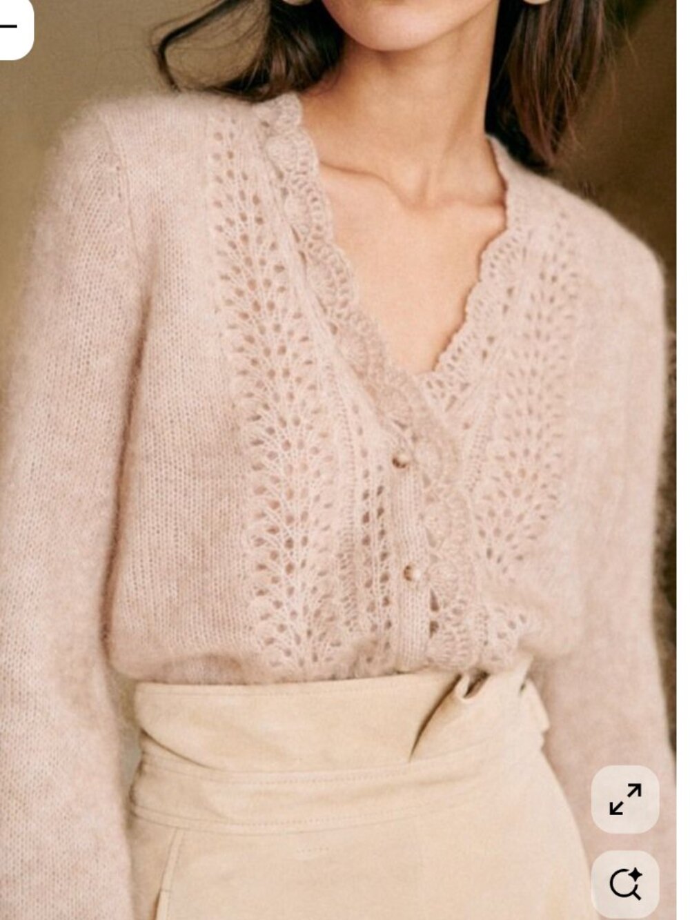 Sezane Angelie Cardigan Beige Clair - Size XS